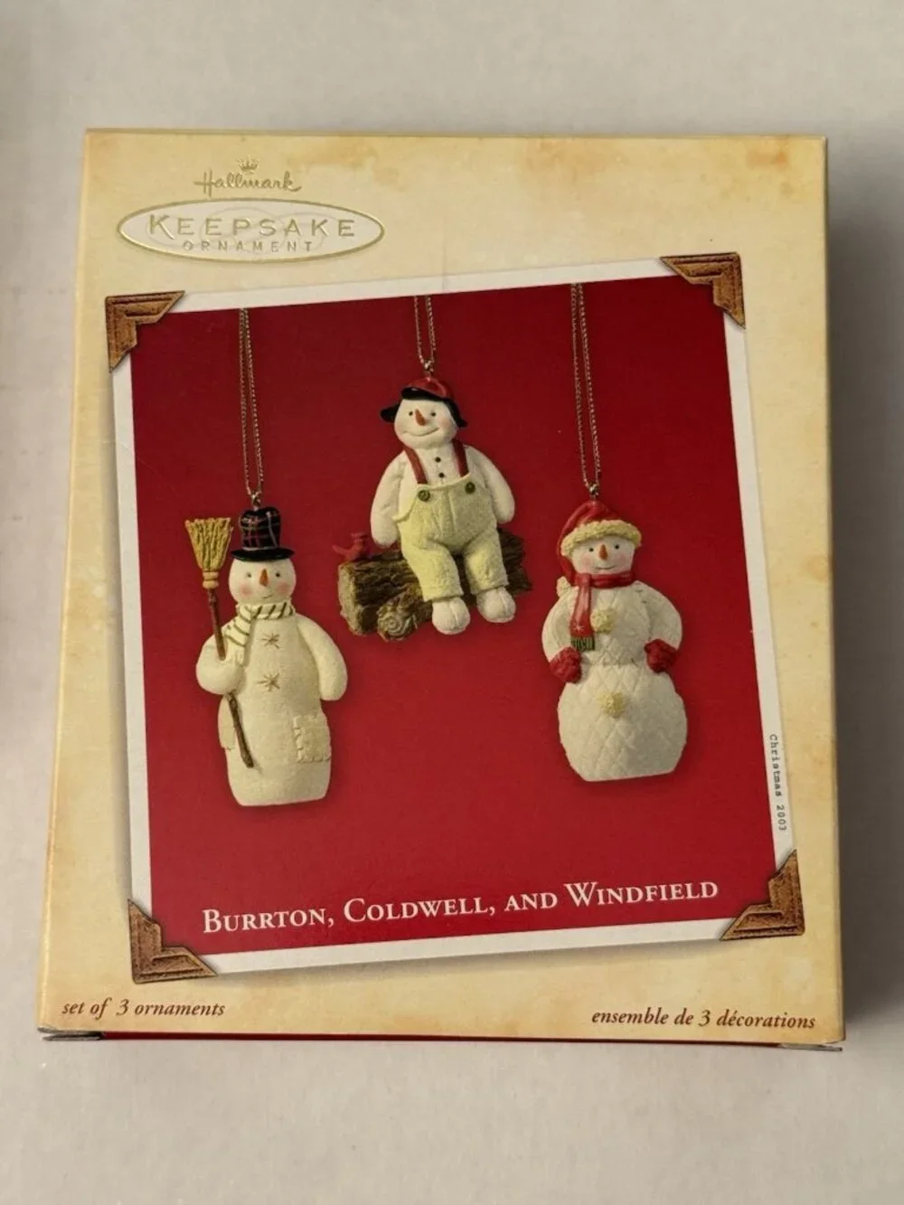 2003 Set Of 3 Hallmark Keepsake Ornament Burrton Coldwell Windfield Snowman MM25